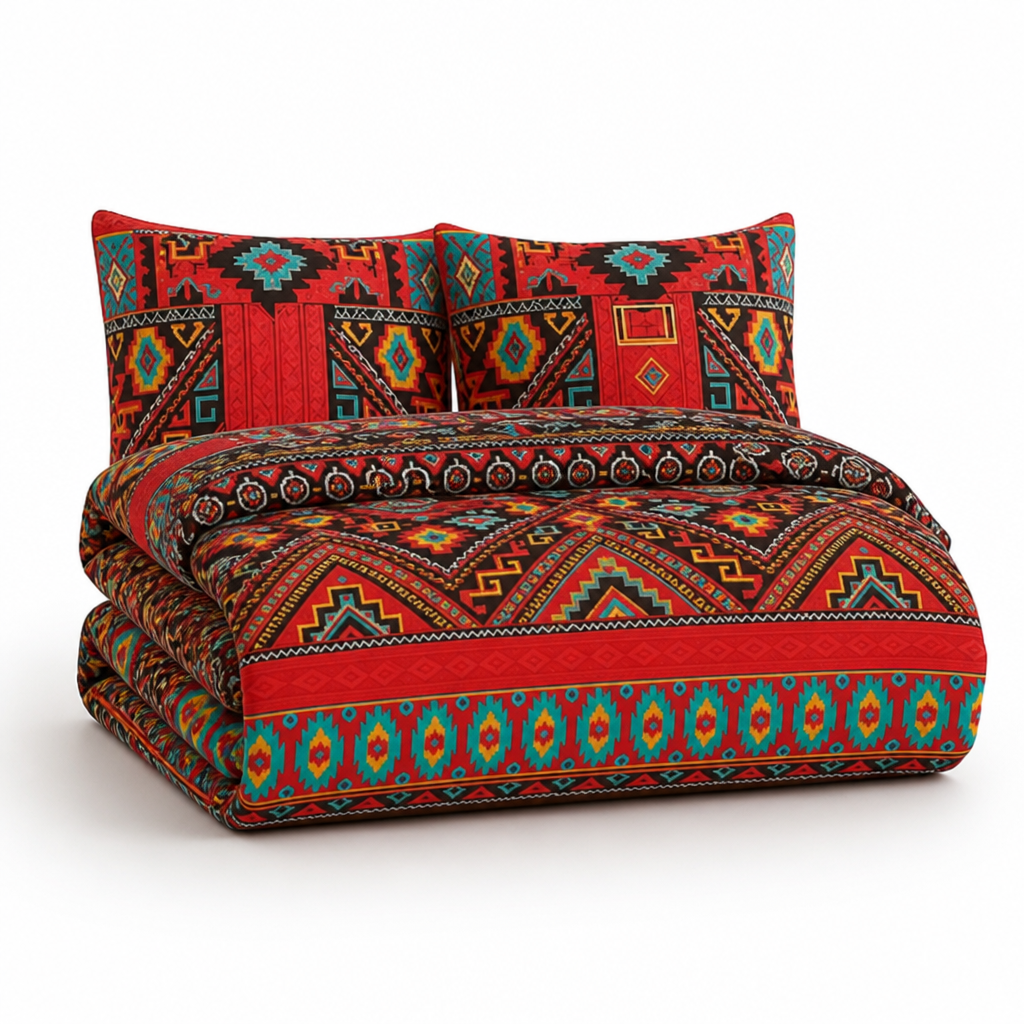 Duvet Cover Set Boho Geometric Print Soft Polyester