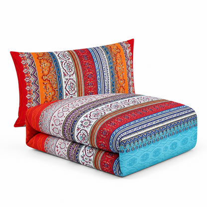 Duvet Cover Set Boho Geometric Print Soft Polyester