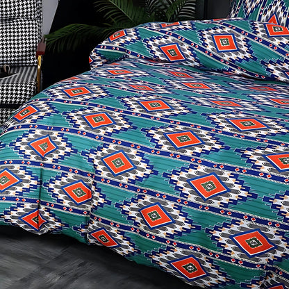 Duvet Cover Set Boho Tribal Print Cotton-Microfiber Machine Washable