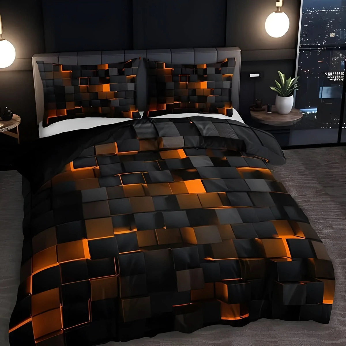Duvet Cover Set Breathable Cotton Blend Machine Washable