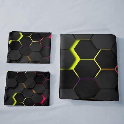 Duvet Cover Set Geometric Hexagon Polyester Machine Washable