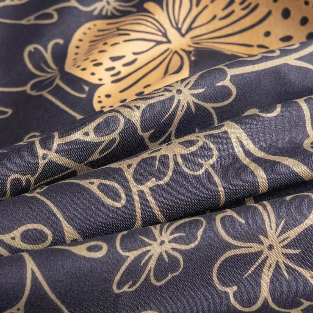Duvet Cover Set Golden Butterfly Print Cotton-Microfiber
