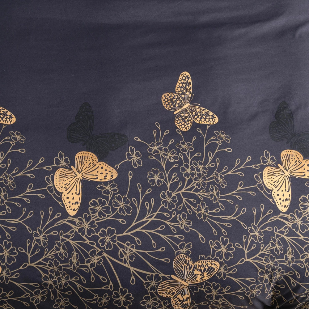 Duvet Cover Set Golden Butterfly Print Cotton-Microfiber