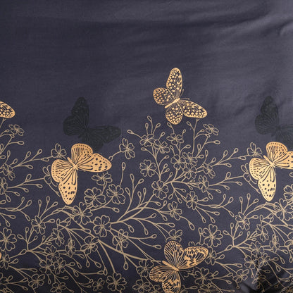 Duvet Cover Set Golden Butterfly Print Cotton-Microfiber