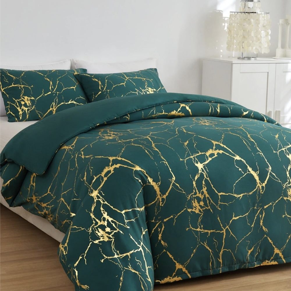 Duvet Cover Set Marble Pattern Microfiber Cotton Blend