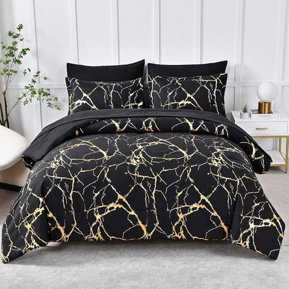 Duvet Cover Set Marble Pattern Microfiber Cotton Blend