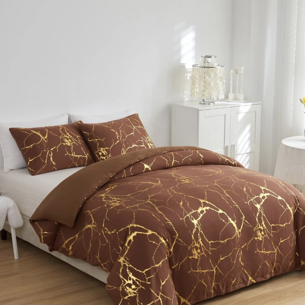 Duvet Cover Set Marble Pattern Microfiber Cotton Blend