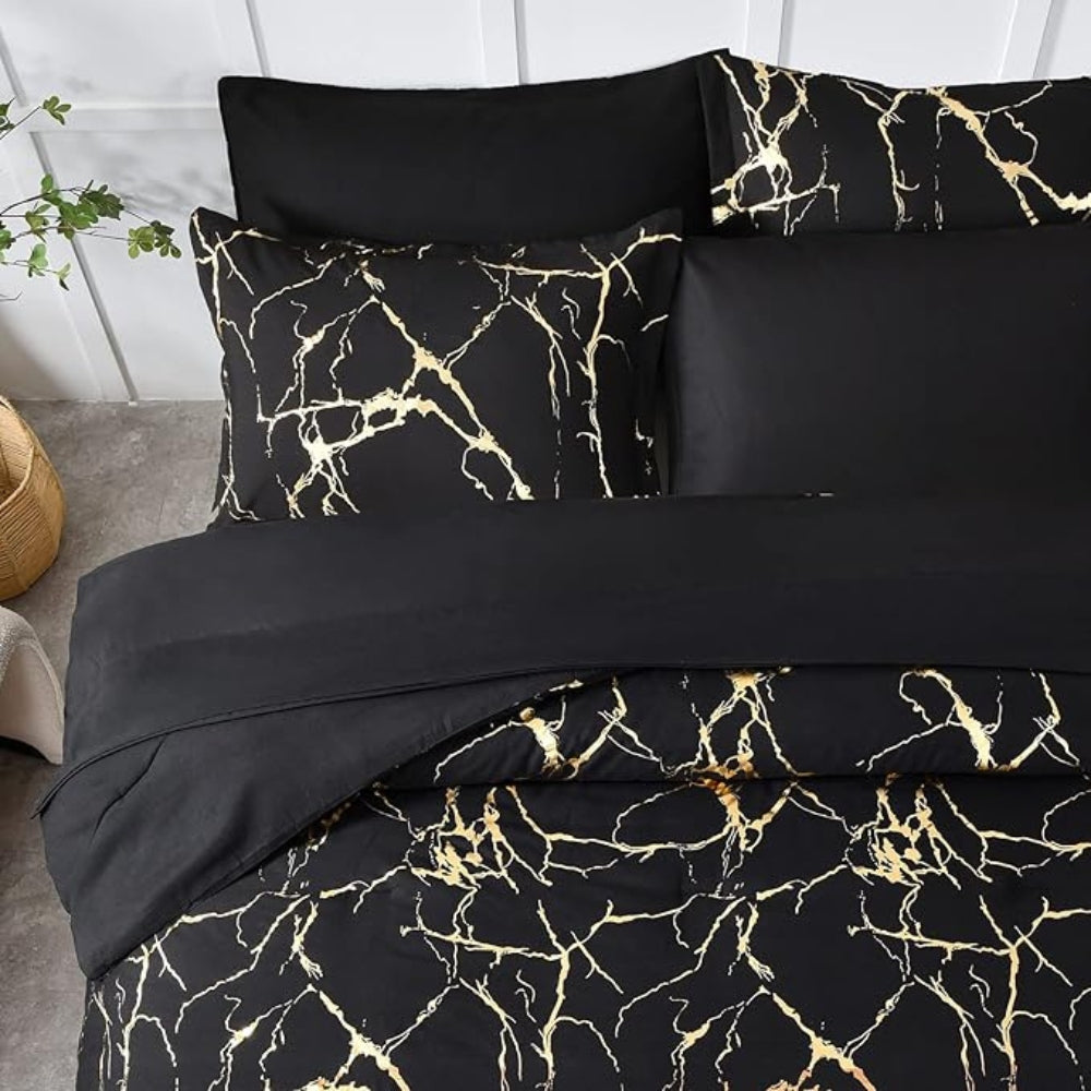 Duvet Cover Set Marble Pattern Microfiber Cotton Blend