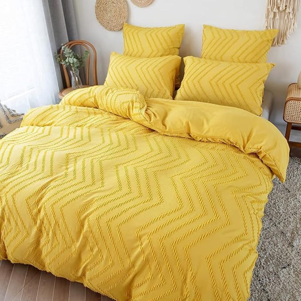 Duvet Cover Set Plush Chevron Microfiber Machine Washable