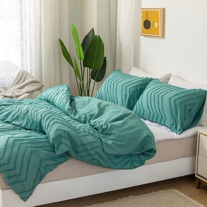 Duvet Cover Set Plush Chevron Microfiber Machine Washable
