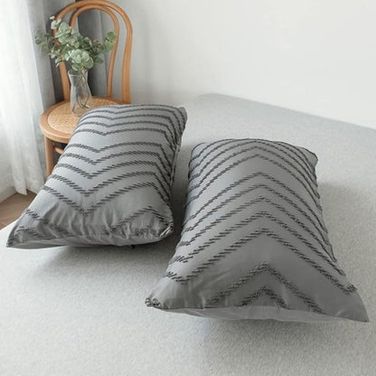 Duvet Cover Set Plush Chevron Microfiber Machine Washable