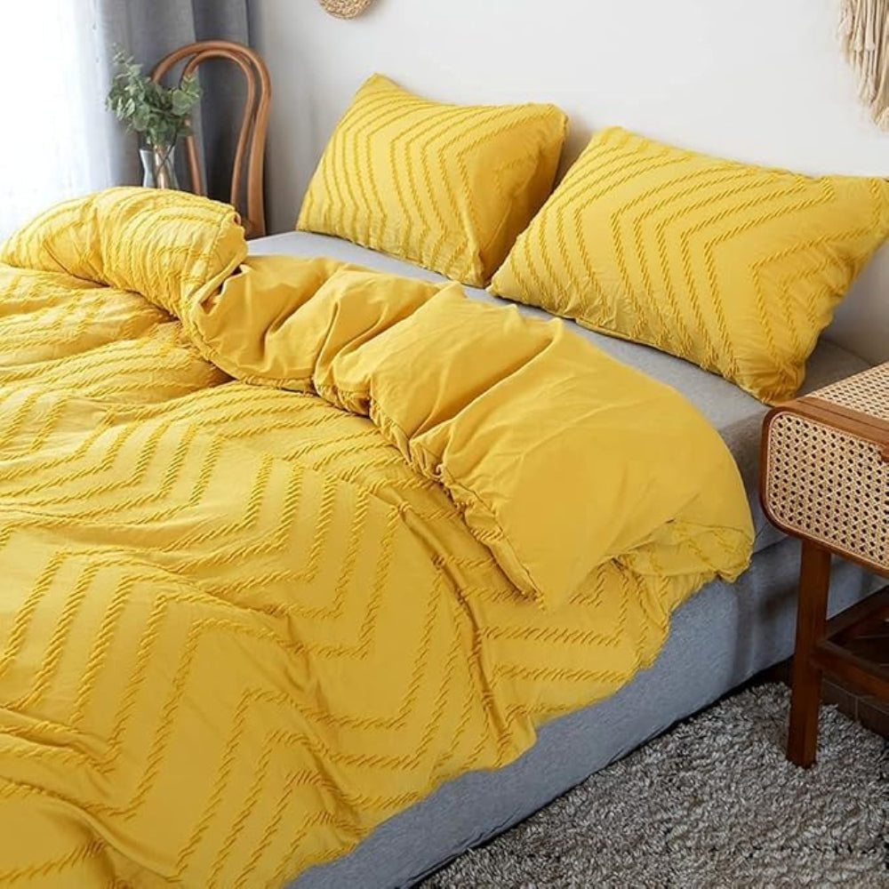 Duvet Cover Set Plush Chevron Microfiber Machine Washable