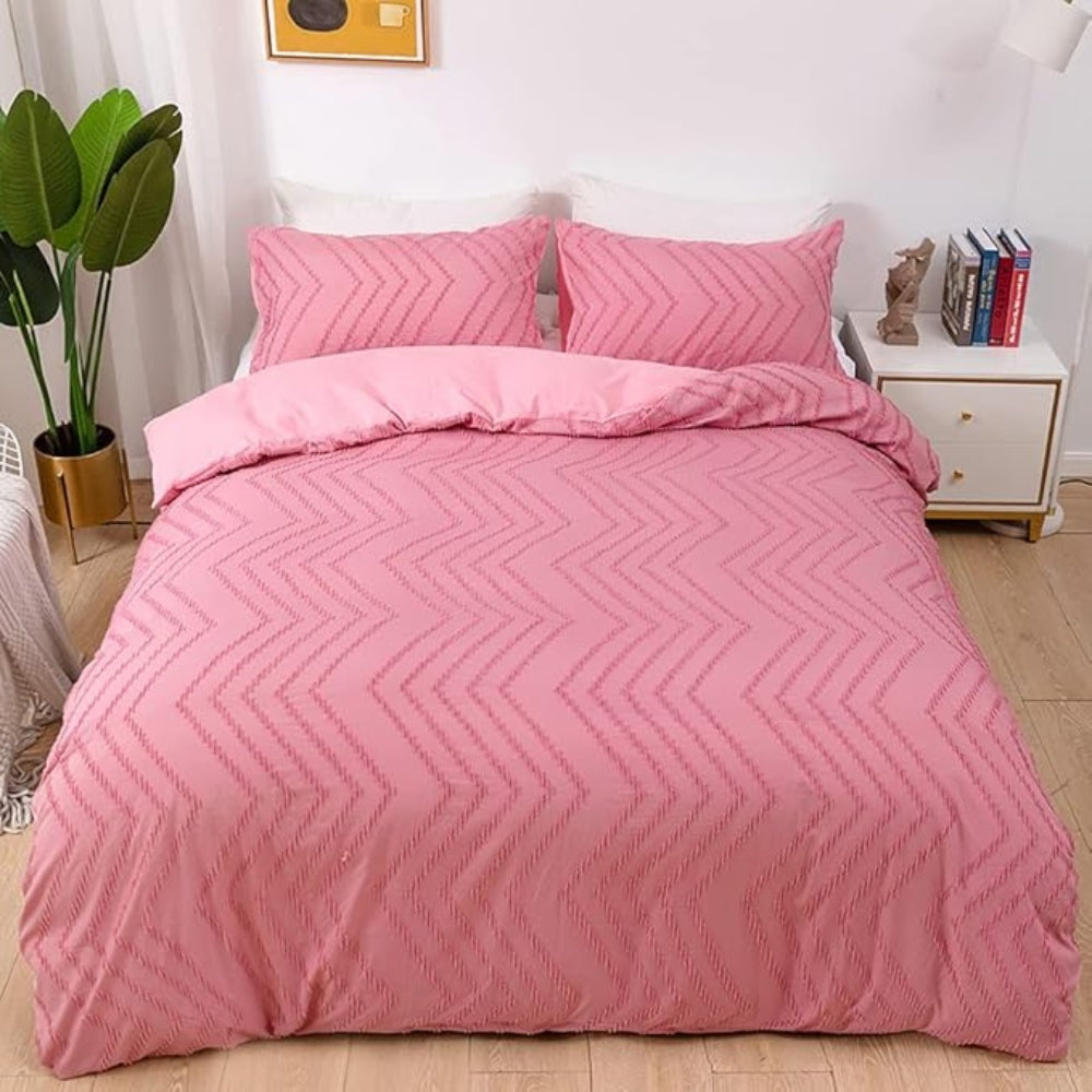 Duvet Cover Set Plush Chevron Microfiber Machine Washable