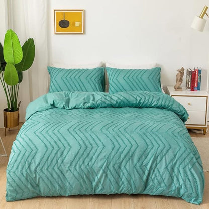 Duvet Cover Set Plush Chevron Microfiber Machine Washable