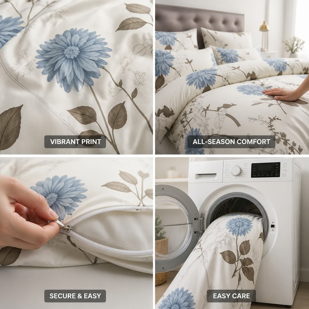 Duvet Cover Set Reactive-Dyed Microfiber All-Season