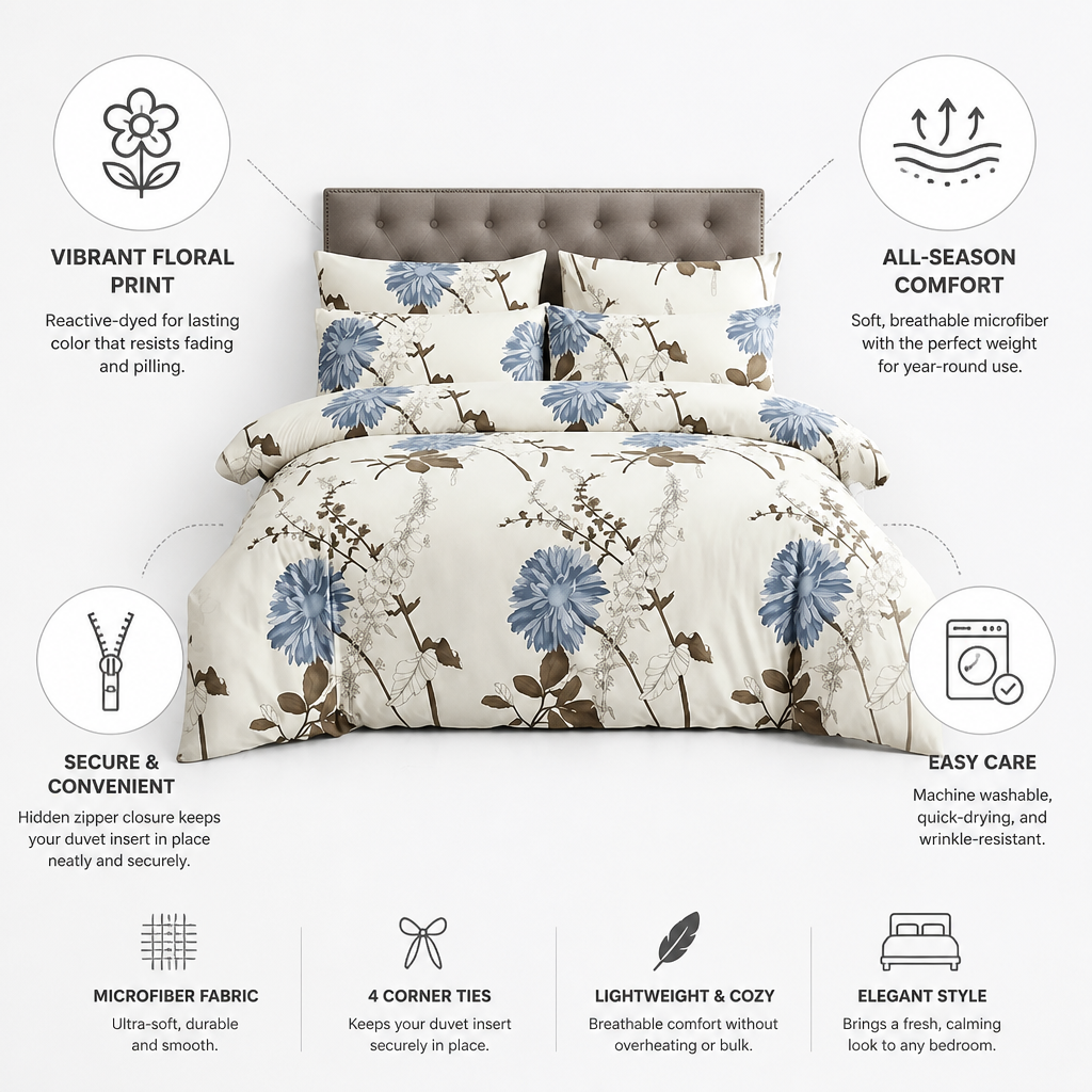 Duvet Cover Set Reactive-Dyed Microfiber All-Season