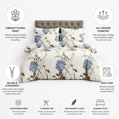 Duvet Cover Set Reactive-Dyed Microfiber All-Season