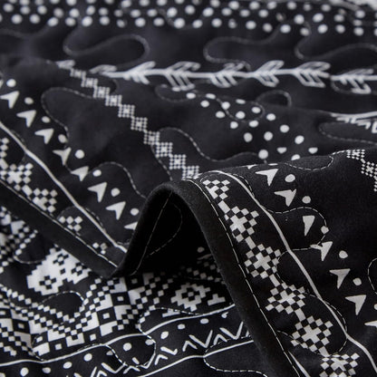 Duvet Cover Set Reversible Monochrome Geometric Microfiber