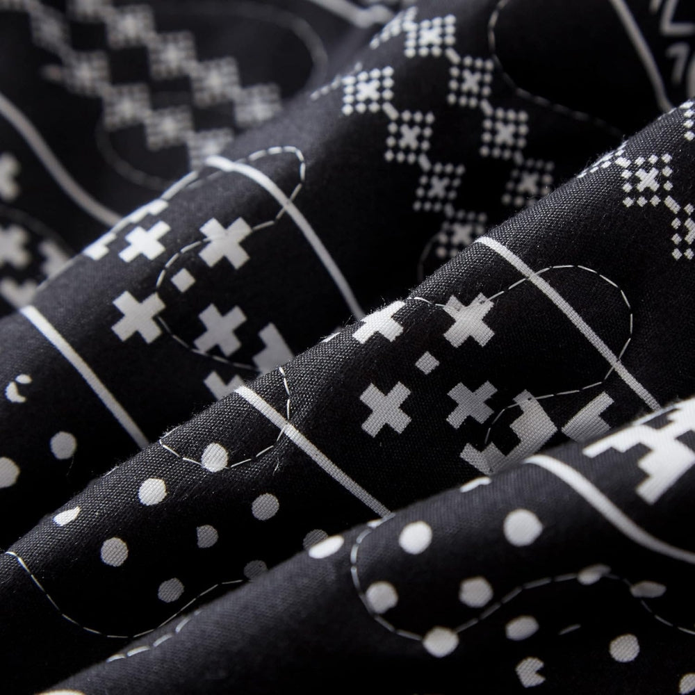 Duvet Cover Set Reversible Monochrome Geometric Microfiber