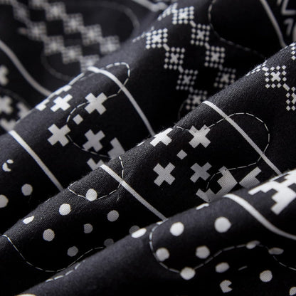 Duvet Cover Set Reversible Monochrome Geometric Microfiber