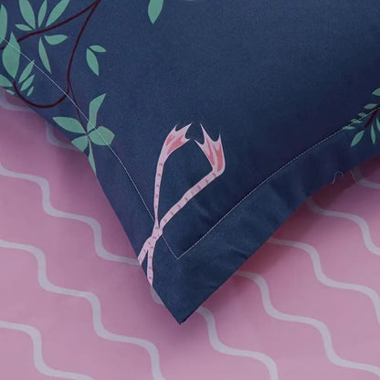 Duvet Cover Set Tropical Flamingo Soft Microfiber Machine Washable