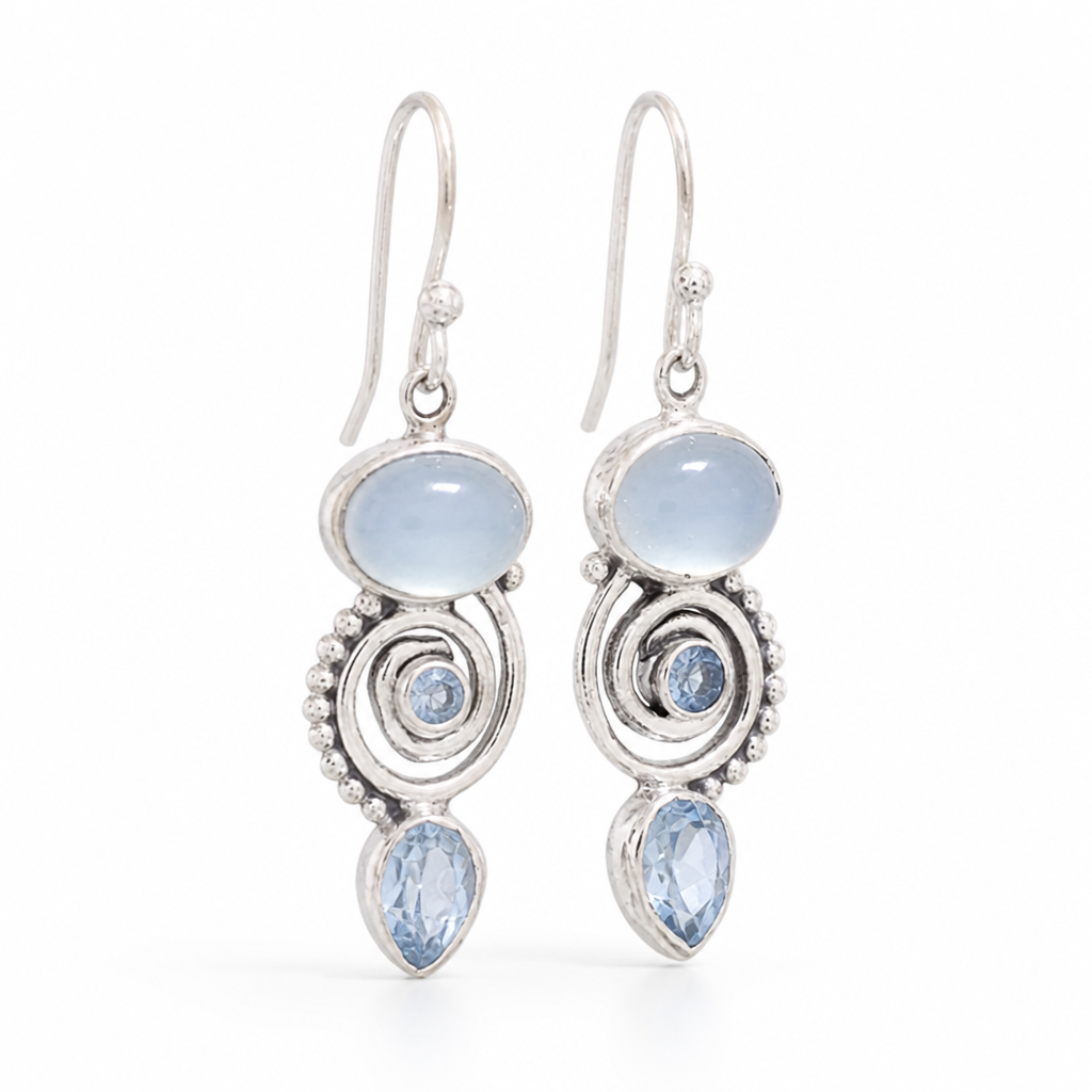 Earrings Moonstone Drop Sterling Silver Lightweight