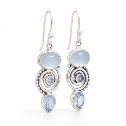 Earrings Moonstone Drop Sterling Silver Lightweight