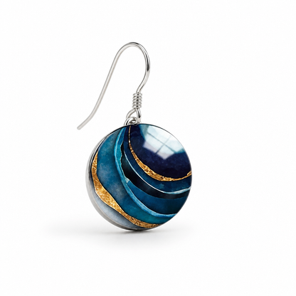Earrings Vintage Blue Crystal Silver Hook Closure