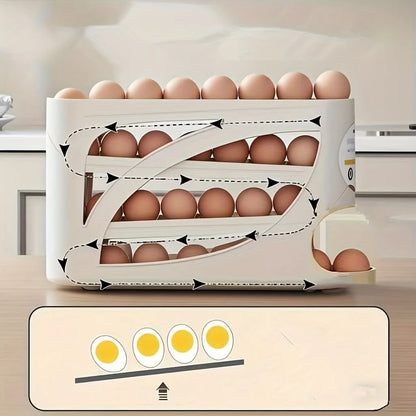 Egg Storage Organizer Automatic Rolling Holds 24 Eggs