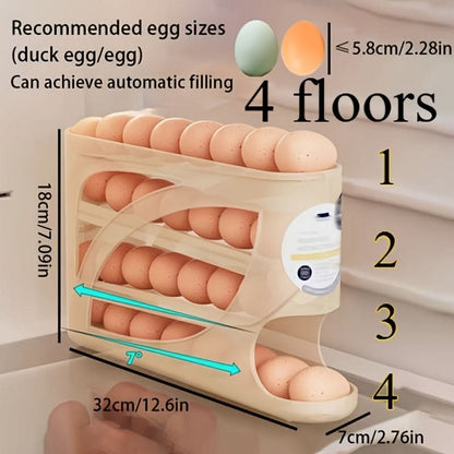 Egg Storage Organizer Automatic Rolling Holds 24 Eggs