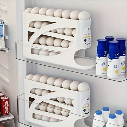 Egg Storage Organizer Automatic Rolling Holds 24 Eggs