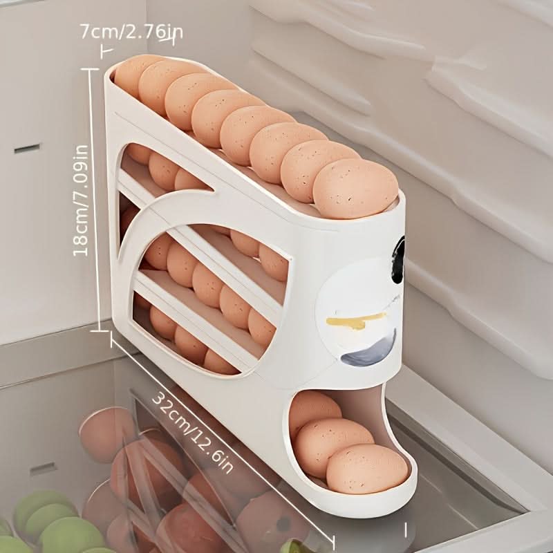 Egg Storage Organizer Automatic Rolling Holds 24 Eggs