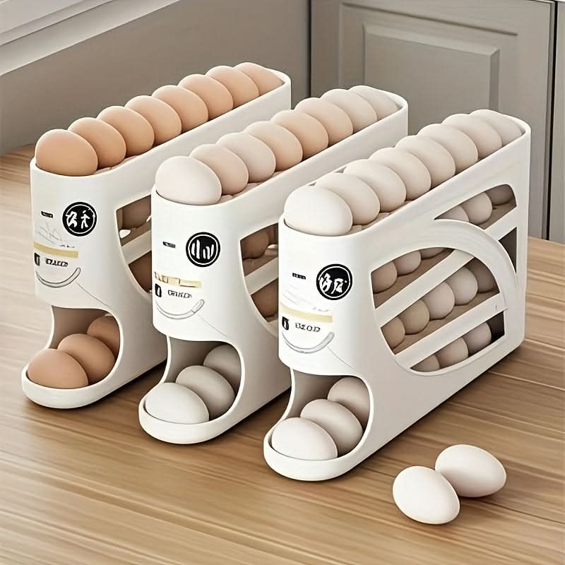 Egg Storage Organizer Automatic Rolling Holds 24 Eggs