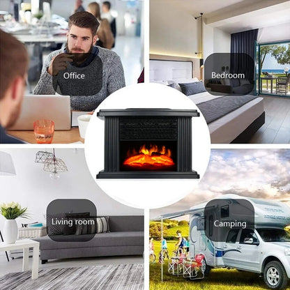 Electric Fireplace Heater Compact Flame Effect Timer