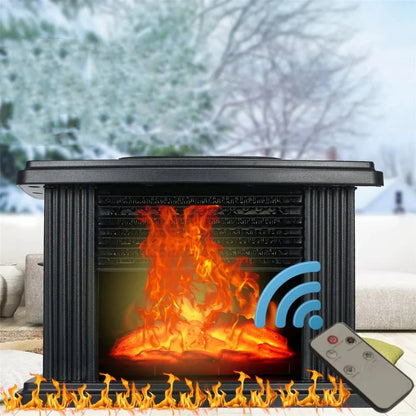 Electric Fireplace Heater Compact Flame Effect Timer