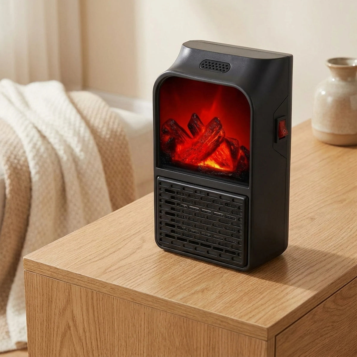 Electric Fireplace Heater Plug-In Realistic Flame 500W