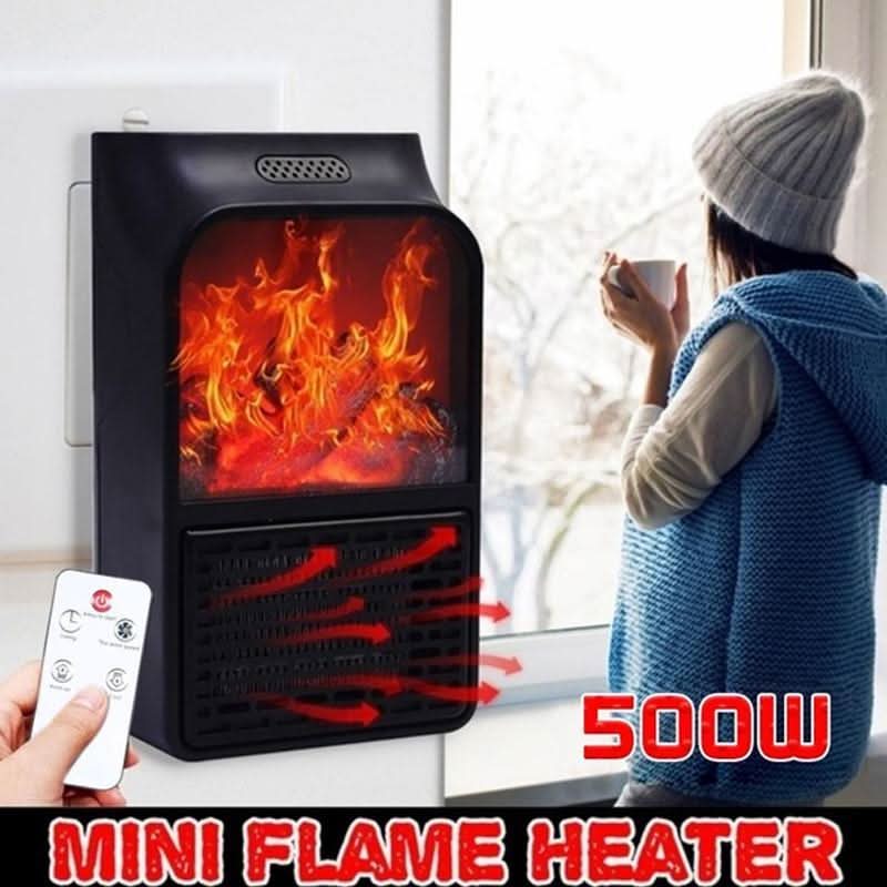 Electric Fireplace Heater Plug-In Realistic Flame 500W