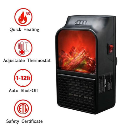 Electric Fireplace Heater Plug-In Realistic Flame 500W