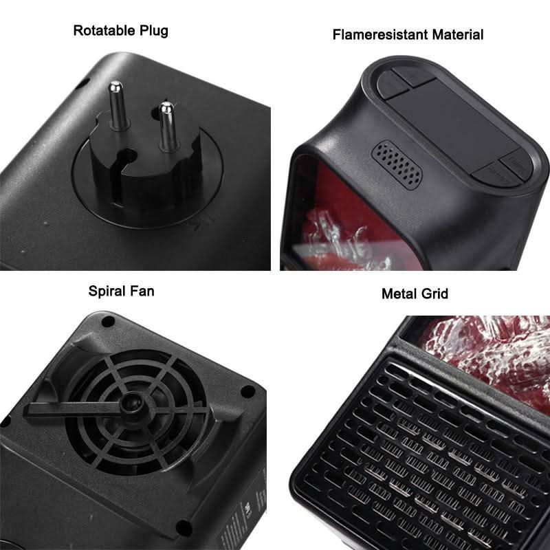 Electric Fireplace Heater Plug-In Realistic Flame 500W