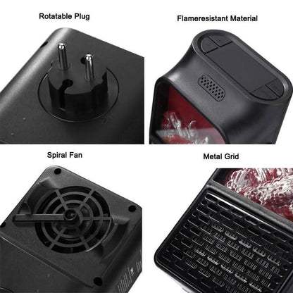 Electric Fireplace Heater Plug-In Realistic Flame 500W