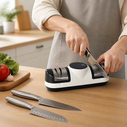 Electric Knife Sharpener Guided Angle LED Display & Rechargeable