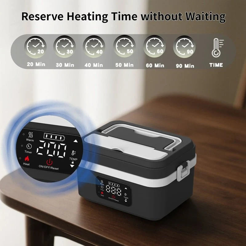 Electric Lunch Box Cordless Self-Heating Stainless Steel Interior