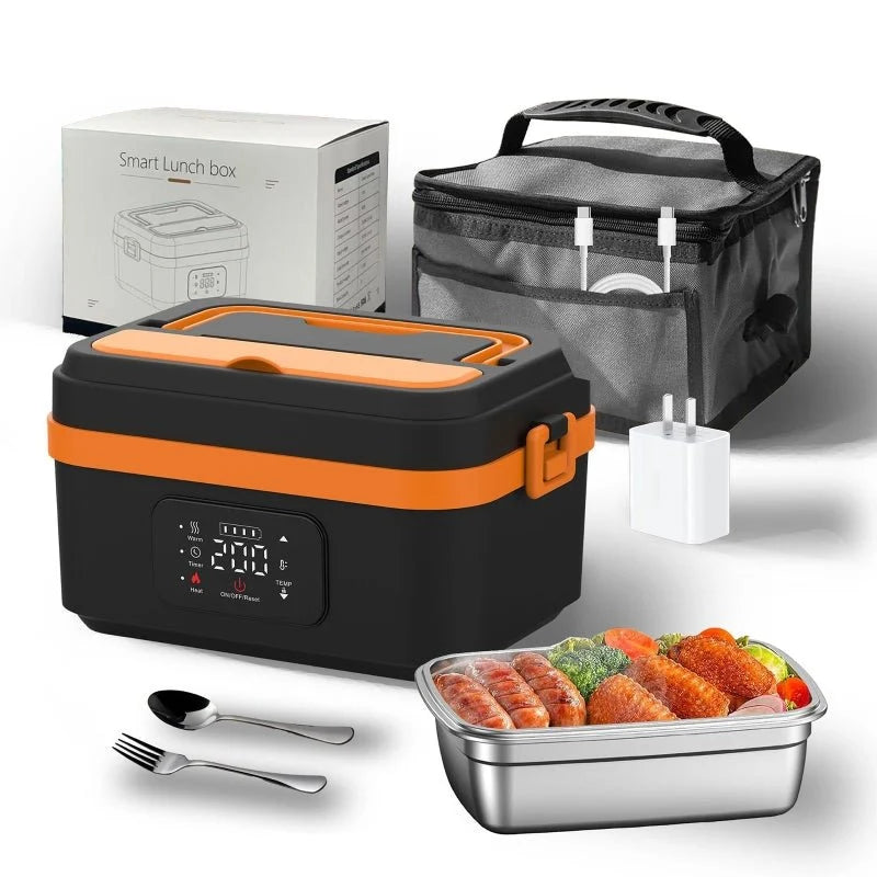 Electric Lunch Box Cordless Self-Heating Stainless Steel Interior