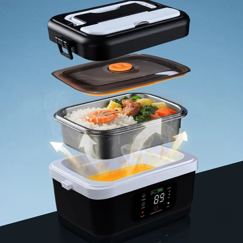 Electric Lunch Box Cordless Self-Heating Stainless Steel Interior