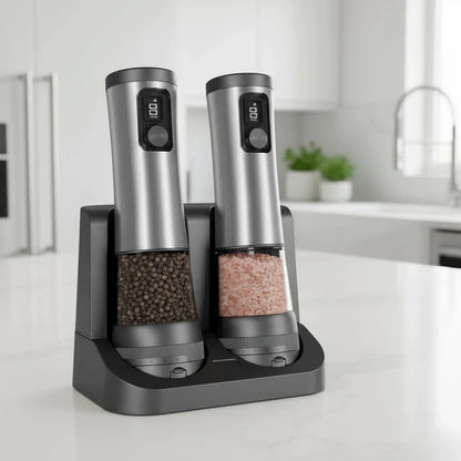 Electric Salt & Pepper Mill Set Rechargeable Adjustable Grind