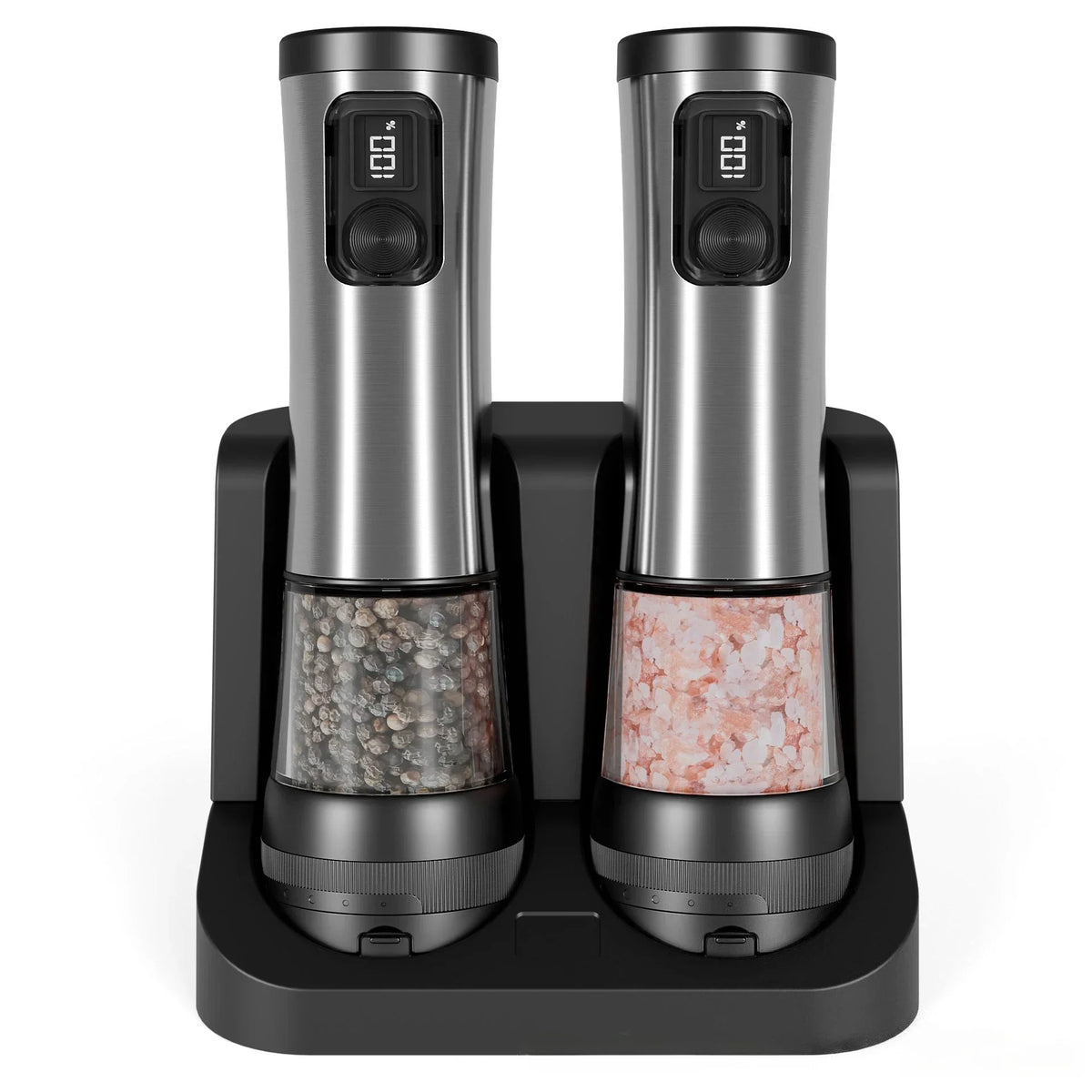 Electric Salt & Pepper Mill Set Rechargeable Adjustable Grind