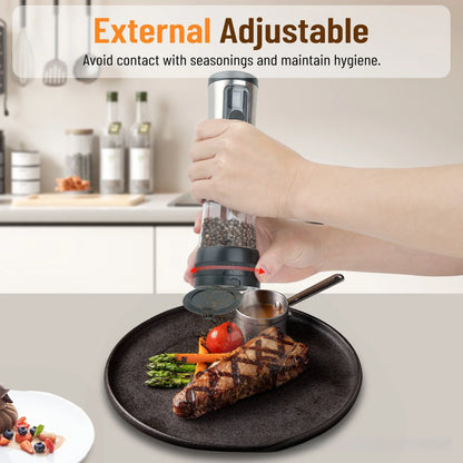 Electric Salt & Pepper Mill Set Rechargeable Adjustable Grind