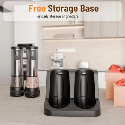 Electric Salt & Pepper Mill Set Rechargeable Adjustable Grind