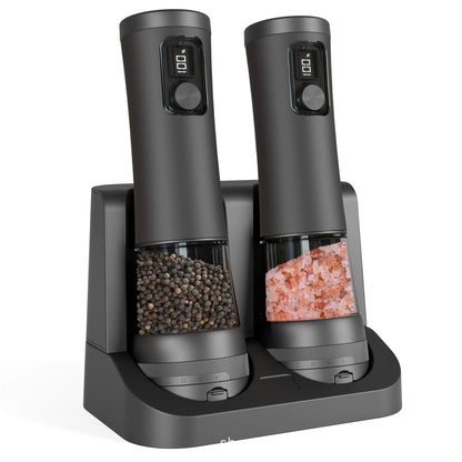 Electric Salt & Pepper Mill Set Rechargeable Adjustable Grind