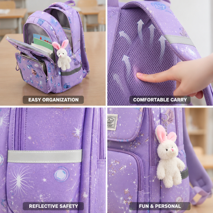 Elementary School Backpack Six Compartments & Reflective Strips